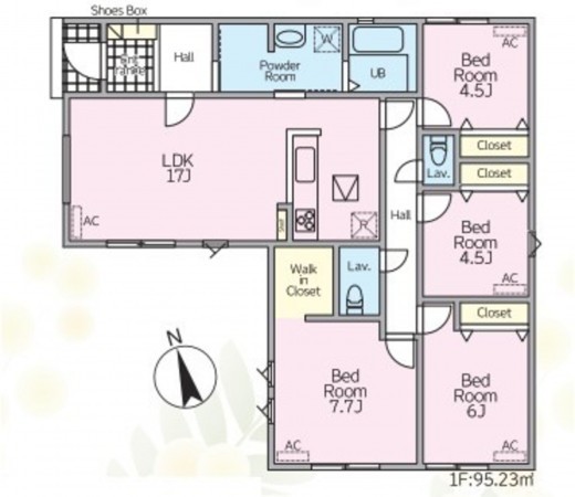 鈴鹿市長太新町、新築一戸建ての間取り画像です
