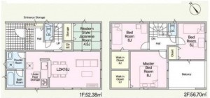 鈴鹿市白子、新築一戸建ての間取り画像です