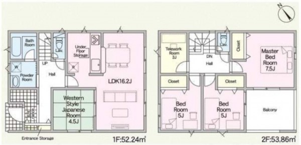 鈴鹿市白子、新築一戸建ての間取り画像です