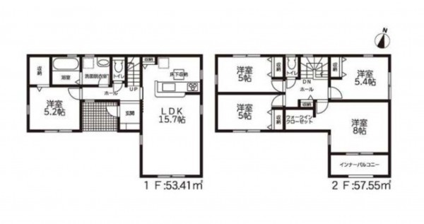 亀山市北山町、新築一戸建ての間取り画像です
