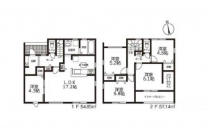 鈴鹿市北玉垣町、新築一戸建ての間取り画像です