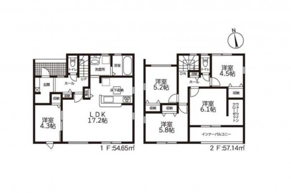 鈴鹿市北玉垣町、新築一戸建ての間取り画像です