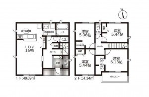 鈴鹿市岡田、新築一戸建ての間取り画像です