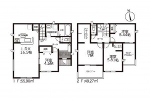 鈴鹿市岡田、新築一戸建ての間取り画像です