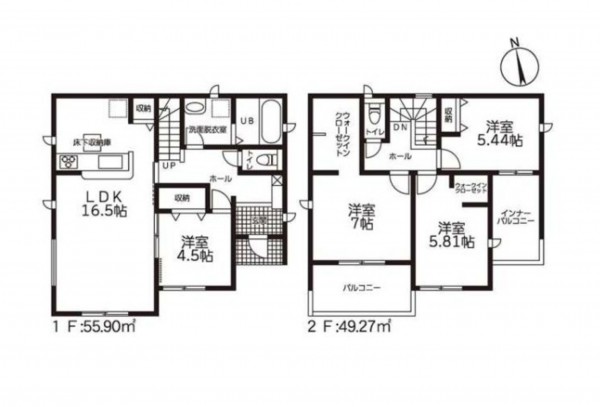 鈴鹿市岡田、新築一戸建ての間取り画像です