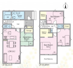 鈴鹿市住吉、新築一戸建ての間取り画像です