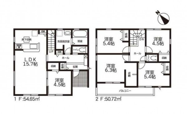鈴鹿市若松北、新築一戸建ての間取り画像です