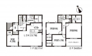 亀山市布気町、新築一戸建ての間取り画像です