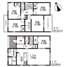 亀山市南野町、新築一戸建ての間取り画像です