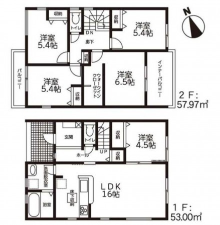 亀山市南野町、新築一戸建ての間取り画像です