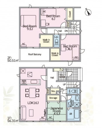 鈴鹿市寺家、新築一戸建ての間取り画像です