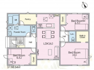 鈴鹿市寺家、新築一戸建ての間取り画像です