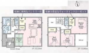 鈴鹿市小田町、新築一戸建ての間取り画像です