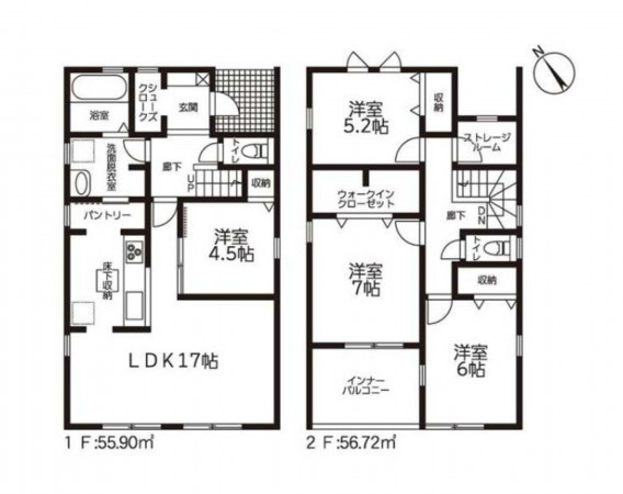 鈴鹿市東磯山、新築一戸建ての間取り画像です