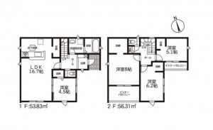鈴鹿市南玉垣町、新築一戸建ての間取り画像です
