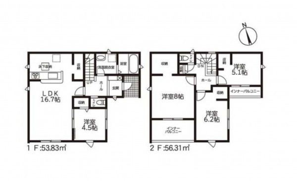鈴鹿市南玉垣町、新築一戸建ての間取り画像です
