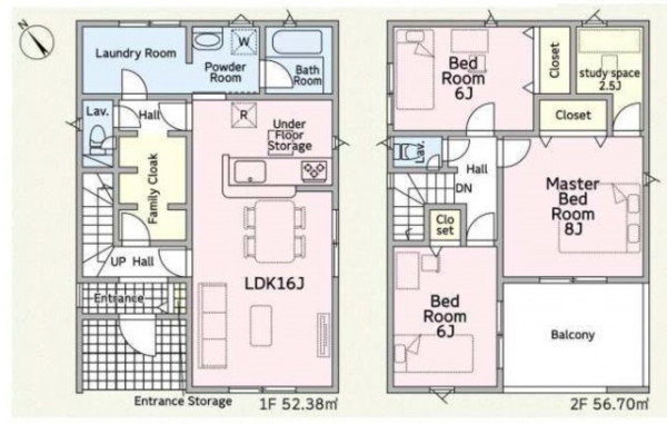 鈴鹿市白子、新築一戸建ての間取り画像です