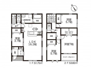 鈴鹿市野町西、新築一戸建ての間取り画像です