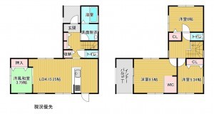 須坂市臥竜１丁目、新築一戸建ての間取り画像です