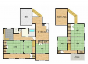 須坂市臥竜２丁目、中古一戸建ての間取り画像です