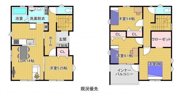 須坂市大字日滝大谷町、中古一戸建ての間取り画像です