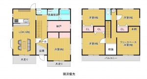 上高井郡高山村大字高井、中古一戸建ての間取り画像です