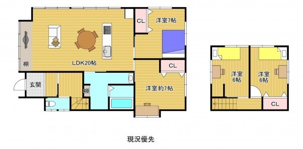 上高井郡小布施町大字雁田、中古一戸建ての間取り画像です