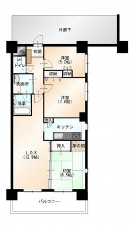 長野市吉田４丁目、マンションの間取り画像です