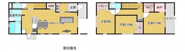 長野市大字富竹、新築一戸建ての間取り画像です