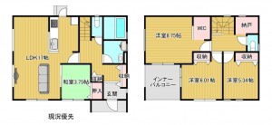 長野市大字富竹、新築一戸建ての間取り画像です