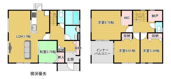 長野市大字富竹、新築一戸建ての間取り画像です