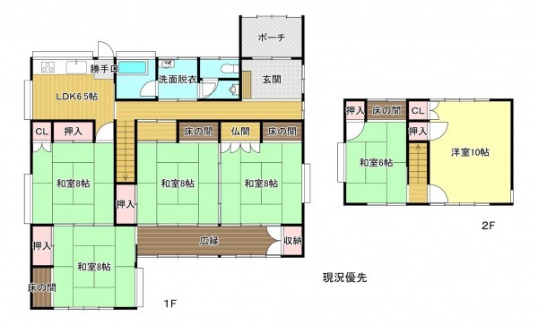 須坂市大字亀倉、中古一戸建ての間取り画像です