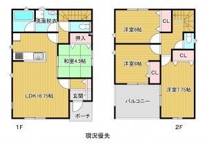 須坂市大字日滝、中古一戸建ての間取り画像です