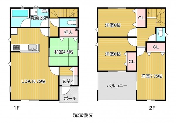 須坂市大字日滝、中古一戸建ての間取り画像です