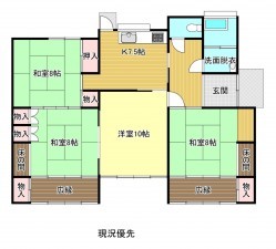 須坂市明徳、中古一戸建ての間取り画像です