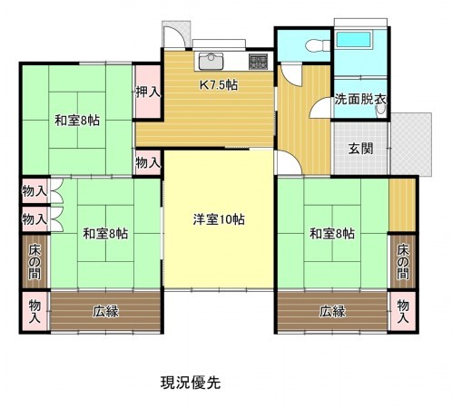 須坂市明徳、中古一戸建ての間取り画像です