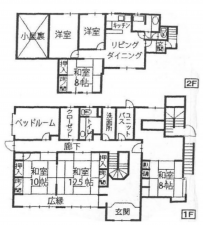 上高井郡小布施町大字小布施、中古一戸建ての間取り画像です