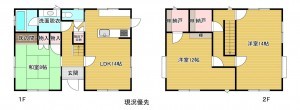 須坂市大字豊丘、中古一戸建ての間取り画像です