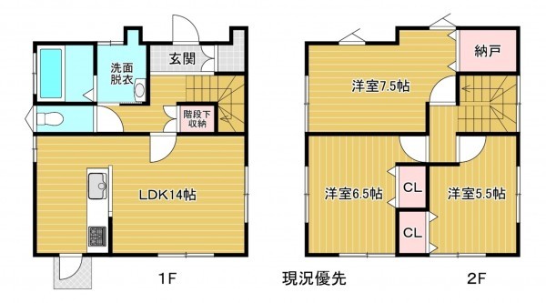 須坂市大字高梨高梨町、中古一戸建ての間取り画像です
