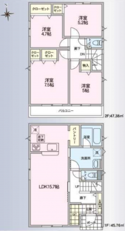長野市大字北堀、新築一戸建ての間取り画像です