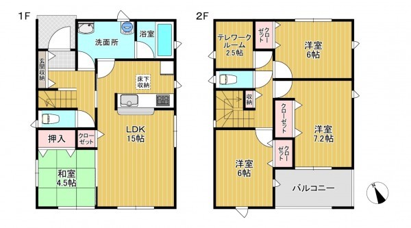 須坂市大字日滝、新築一戸建ての間取り画像です