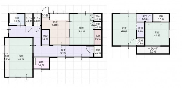 須坂市大字豊丘、中古一戸建ての間取り画像です