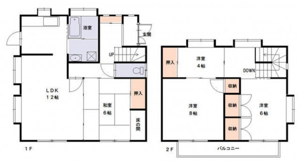 須坂市大字豊丘、中古一戸建ての間取り画像です
