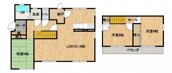 長野市大字大豆島、中古一戸建ての間取り画像です