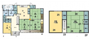 長野市若穂綿内、中古一戸建ての間取り画像です