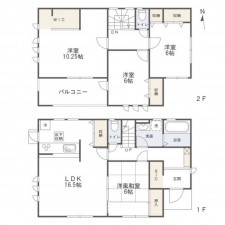 長野市大字北堀、新築一戸建ての間取り画像です