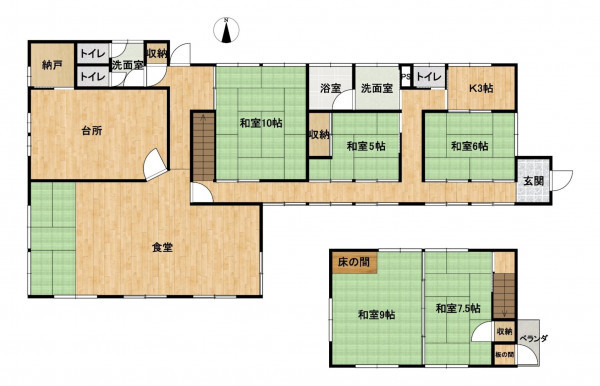 須坂市大字八町、中古一戸建ての間取り画像です