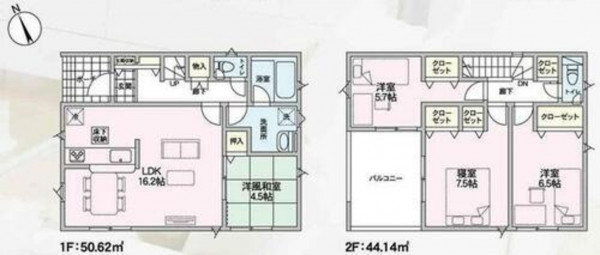 須坂市大字小山、新築一戸建ての間取り画像です