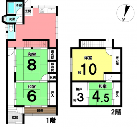 長浜市神照町、中古一戸建ての間取り画像です