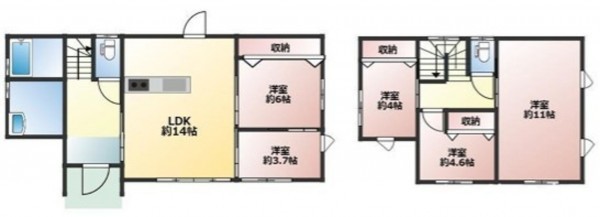 米原市、中古一戸建ての間取り画像です